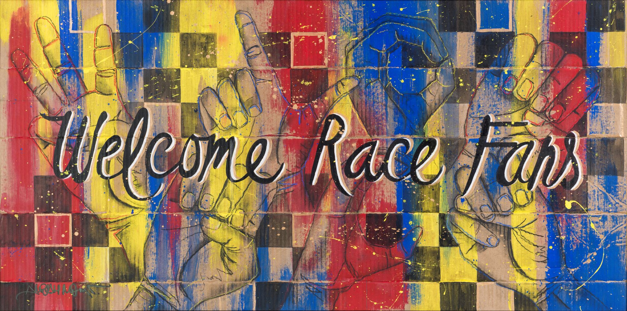 "Welcome Race Fans" poster by Amiah Mims